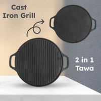 Plaque de cuisson réversible classique en fonte de 30 cm, robuste, double face, compatible induction, écologique, pour cuisinière à gaz