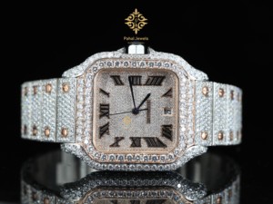 นาฬิกาข้อมือ Pahal Jewels หรูหรา ประดับเพชร ทรงสี่เหลี่ยมจัตุรัส ระบบจักรกล ขนาด 40 มม. ตัวเรือนสแตนเลสสตีล แสดงวันที่อัตโนมัติ แบบอนาล็อก สำหรับทั้งชายและหญิง - Product Image 1