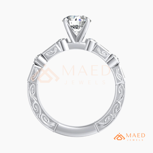 925 Sterling Silver Pear Cut Engagement <b>Ring</b> Women Baguette Side Stone Vintage Milgrain American Diamond <b>CZ</b> Wedding <b>Ring</b> - Product Image 6