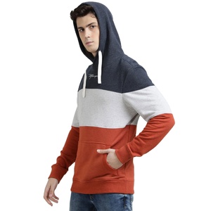 Sweat à capuche triple panneau premium pour homme |   Pull en polaire color-block gris, blanc et bleu marine |   Haut de gamme au toucher doux, style streetwear urbain - Product Image 2