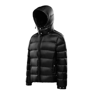 Veste d'hiver décontractée pour homme, noire, en duvet, avec capuche et fermeture éclair, coupe-vent - Product Image 3