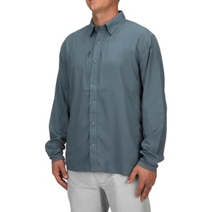 Custom Adults <b>Men's</b> Button Full Sleeve UPF 50 Vented Hunting Tactical Fishing Shirt Spandex/Polyester Anti-Bacterial Front Logo - Product Image 2
