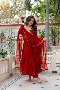 TENNECY Vestido de Novia Casual Largo hasta el Suelo de Georgette Sintética para Mujer, Conjunto Kurta Elástico de Secado Rápido, Sin Arrugas, Materiales Reciclados - Product Image 2