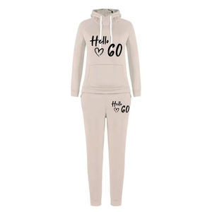 Fashion Women's Winter Plus Size Hooded <b>Track</b> <b>Suit</b> Set 100% Cotton Jogging Outfit with Sweatpants - Product Image 3