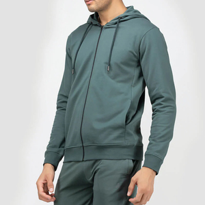<b>Men's</b> Slim Fit Hooded Zip-Up <b>Sweatshirt</b> Solid Color Casual Wear <b>Red</b> Knitted Polyester Autumn Style - Product Image 6