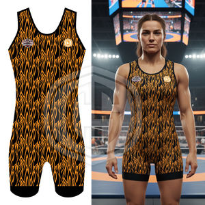 Combinaisons de lutte personnalisées, impression par sublimation, coupe légère et compressive, tissu extensible durable, séchage rapide, respirant, sans bretelles - Product Image 4