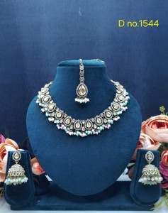 Exquisite Pear Cut Stone Studded Necklace <b>Set</b> Traditional Wear Jewelry <b>Sets</b> Antique <b>Gold</b> Plated Fashion <b>Jewellery</b> <b>Set</b> For Womens - Product Image 6