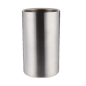 Silver Stainless Steel Round <b>Ice</b> Bucket Modern Beverage <b>Cooler</b> Tub - Product Image 5