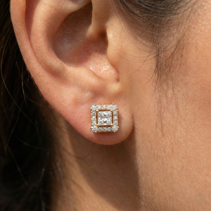 Pendientes de Oro Sólido de 14K con Diamante de Laboratorio de Corte Princesa de 0.46 Quilates, Estilo Único y Ligero, Proveedor de Joyería al por Mayor B2B - Product Image 1