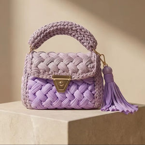 Crochet Metallic Purse Handmade Purse Ethnic Stylish Pearl Two Straps Purse Boho Shoulder Bag Cotton <b>Cord</b> Weaving - Product Image 1