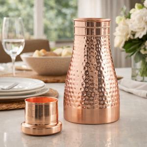 Botella de Agua de Cobre Premium, Diseño Martillado Elegante, Reutilizable, Ecológica, 1000 ml, Libre de BPA, Duradera, para Viajes, Deportes al Aire Libre, Regalo - Product Image 4