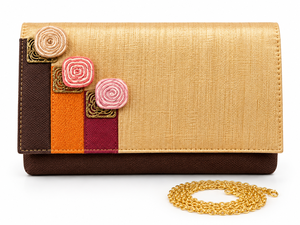 Handcrafted Women Party Wear Envelope <b>Purse</b> with Detachable Gold Chain Strap - Product Image 4