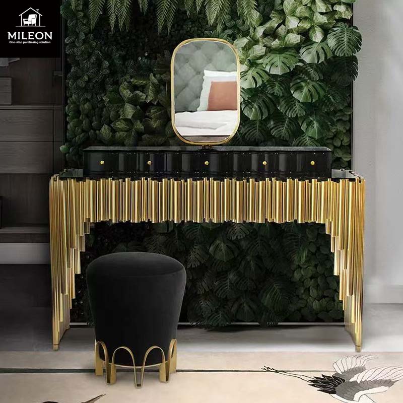 knee length dresses for ladies Cashew Modern Black Makeup Vanity Set Dressing Table with Lighted Mirr