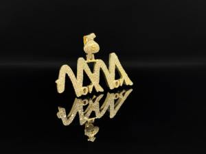 Pendentif Lettre Personnalisé en Acier Inoxydable 925 Plaqué Or avec Diamants Glacés et Strass, Breloque Hip Hop Unisexe - Product Image 1