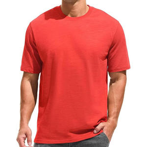 Camiseta Personalizable Unisex de Manga Corta, Roja, de Felpa Francesa, Corte Holgado, Secado Rápido, Transpirable, de Alta Calidad, Algodón y Bambú, Cuello en V - Product Image 3