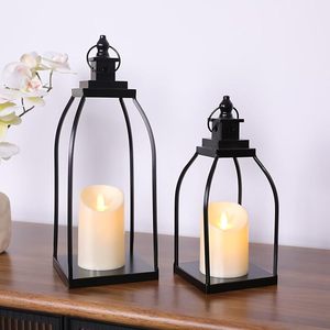 Lanterne en métal tendance pour jardin, résistante aux intempéries, porte-bougie pour décoration extérieure et éclairage nocturne - Product Image 1