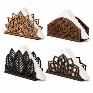 Wooden Napkin Holder Laser Cut Tissue Stand Decorative Tabletop Organizer for Dining <b>Table</b> Kitchen Restaurant and Home Decor - Product Image 1