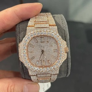 Reloj Automático de Lujo Estilo Antiguo, Oro Rosa, con Diamantes, Hip Hop, Acero Inoxidable, Mecánico, Brillante - Product Image 1