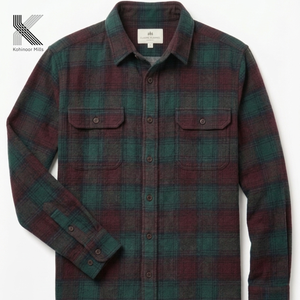 Wholesale Men’s Heavy Cotton Plaid <b>Flannel</b> Shirt <b>Jacket</b> Button Down Warm Workwear Overshirt for Winter - Product Image 4