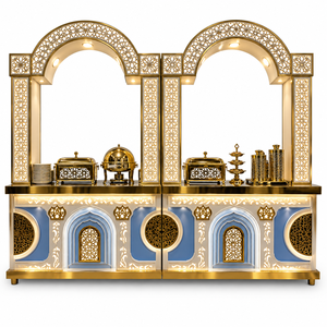 Station de buffet chauffe-plats en acier inoxydable noir et or King International Noctelle |   Classique moderne éclairé pour intérieur/extérieur - Product Image 4