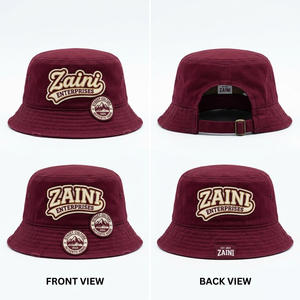 Unisex Bucket <b>Hat</b> 260 GSM Premium Cotton Twill Green Multi Panel Custom Woven Patch Logo Embroidered Eyelets ZAINI ZI-080 <b>Summer</b> - Product Image 1