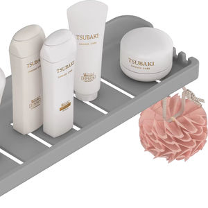 Étagère de douche suspendue au-dessus du verre avec crochets, organisateur à deux niveaux en acrylique transparent, panier de rangement de salle de bain antirouille - Product Image 1