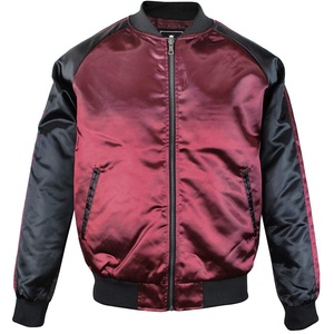 Chaqueta de satén con cremallera completa de calidad superior con forro acolchado Chaqueta universitaria de satén de dos tonos con cierre de botón a presión - Product Image 4