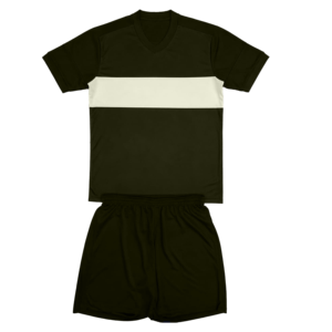 Ensemble de maillot de football pour homme à col en V avec rayures blanches et short noir, polyester respirant, coupe classique, toutes saisons - Product Image 4