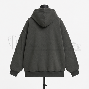 Sweat-shirt à capuche zippé gris délavé vintage personnalisé, 100% coton molletonné, coupe-vent, respirant, streetwear, vente en gros OEM ODM - Product Image 2
