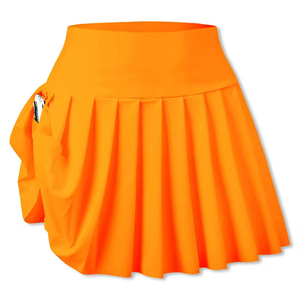 Jupe de tennis plissée sur mesure pour femme, OEM, orange, taille élastique, séchage rapide, mini-jupe de sport, couleur unie, pour l'été - Product Image 1