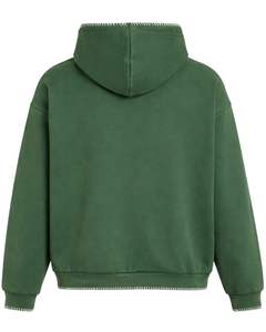 Sweat-shirt à capuche vert surdimensionné pour homme, avec poche kangourou, style streetwear, épais, décontracté, pour l'hiver, fabricant OEM - Product Image 2