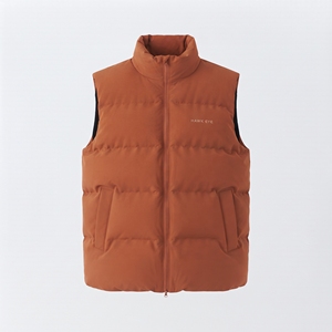 Chaleco Acolchado sin Mangas con Cuello Alto Color Naranja para Hombre Hawk Eye, Chaqueta Casual de Invierno Resistente al Viento con Bolsillos Delanteros y Cierre de Cremallera - Product Image 3