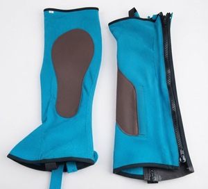 SADAF SADDLERY Turquoise Polyester <b>Half</b> <b>Chaps</b> Horse Protective Boots with Zipper and Reinforced Pads Lightweight - Product Image 1