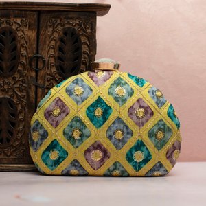 Designer Ethnic Embroidery <b>Clutch</b> Designer Evening Bag for Women <b>Wedding</b> and Special Occasions - Product Image 1