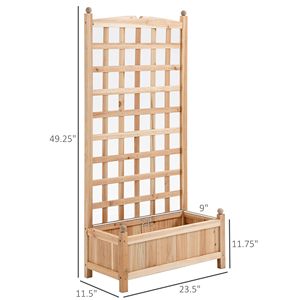 24\" X 12\" <b>Wooden</b> Raised Garden <b>Bed</b> with Trellis Outdoor Drainage Planter <b>Box</b> for Climbing Vine Plants & Flowers - Product Image 6