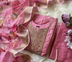 Hot Selling Indian Ethnic Winter Wedding Dress Anarkali Style Heavy Embroidery <b>Sequin</b> Work Salwar Kameez Slim Fit <b>Party</b> Wear - Product Image 2