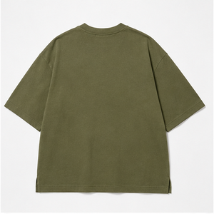 T-shirt Homme Oversize à Manches Courtes et Col Rond en Coton et Chanvre Vert Olive Personnalisé MTS-OVR-0019 - Product Image 2