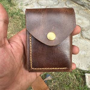 Genuine Leather Button Closure Fashion Short <b>Wallet</b> with Candy Pattern Eco-Friendly - Product Image 2