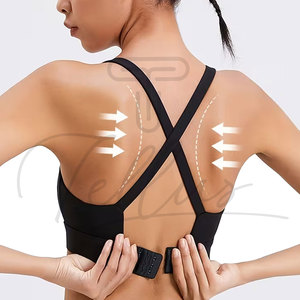 Women Sports Bra Racerback Scoop Neck Solid Black Breathable Medium Support Fitness Activewear Seamless Design - Product Image 4