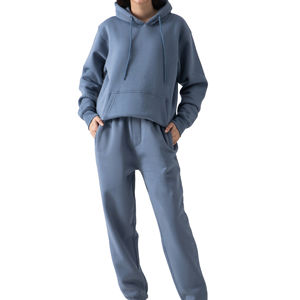 Conjunto Deportivo de Invierno para Mujer, 100% Algodón, Personalizable, Talla Grande, Color Sólido, Transpirable, Precio al por Mayor - Product Image 1