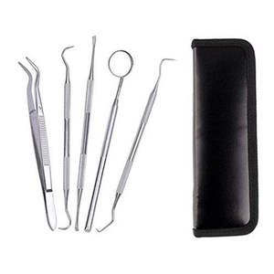 Kit d'examen dentaire en acier inoxydable pour usage professionnel : miroir de blanchiment dentaire, détartreur, pinces, instruments chirurgicaux de base - Product Image 1
