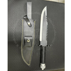 Cuchillo Rambo hecho a mano con hoja de acero inoxidable 440c y funda de cuero para camping, supervivencia y caza. Cuchillo Bowie para camping. - Product Image 1