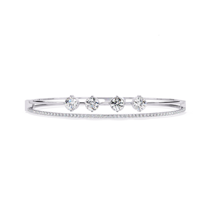Bracelet en acier inoxydable plaqué or pour femme, serti de perles et de diamants taille brillant, bijoux de mariage classiques Loista Jewels IGI - Product Image 1