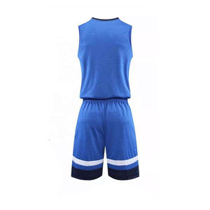 Nuevos Diseños Conjunto de Camiseta de Baloncesto sin Mangas con Cuello en V Azul para Hombre, Malla Transpirable, Cintura Elástica, Ropa Deportiva para Todas las Temporadas - Product Image 4