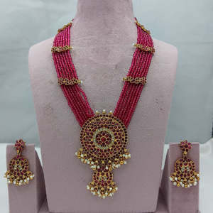 Ensemble de bijoux de mariée en or plaqué fin avec pierres CZ et perles - Product Image 1