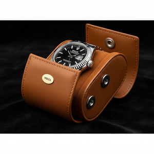 WRIZA Oval Handcrafted Genuine Leather <b>Watch</b> Roll <b>Case</b> | Premium Travel Organizer Eco-Friendly Durable Soft Suede Lining Water - Product Image 3