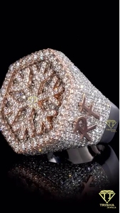 Designer Initial Moissanite Diamond <b>Ring</b> White Gold Luxury <b>Statement</b> <b>Ring</b> - Product Image 2