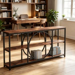 Consolle Regolabile in Stile Industriale, Tavolo Consolle Lungo Moderno di Lusso per Ingresso, Magazzino, Casa, Soggiorno, Appartamento - Product Image 4