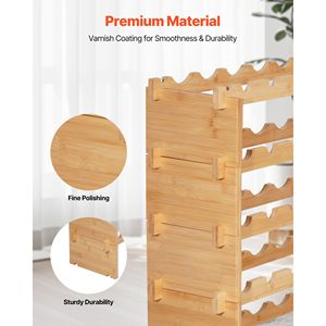 Range-bouteilles modulaire empilable pour 72 bouteilles, étagère de rangement sur pied à 8 niveaux avec présentoir anti-basculement, porte-vin robuste - Product Image 5
