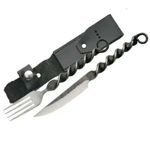 มีดเชฟเหล็กกล้าคาร์บอนทำมือแบบโบราณยุคกลาง ยี่ห้อ Burraq Custom OEM  ใบมีดแบบไม่ปรับได้ ขนาดมาตรฐาน - Product Image 5